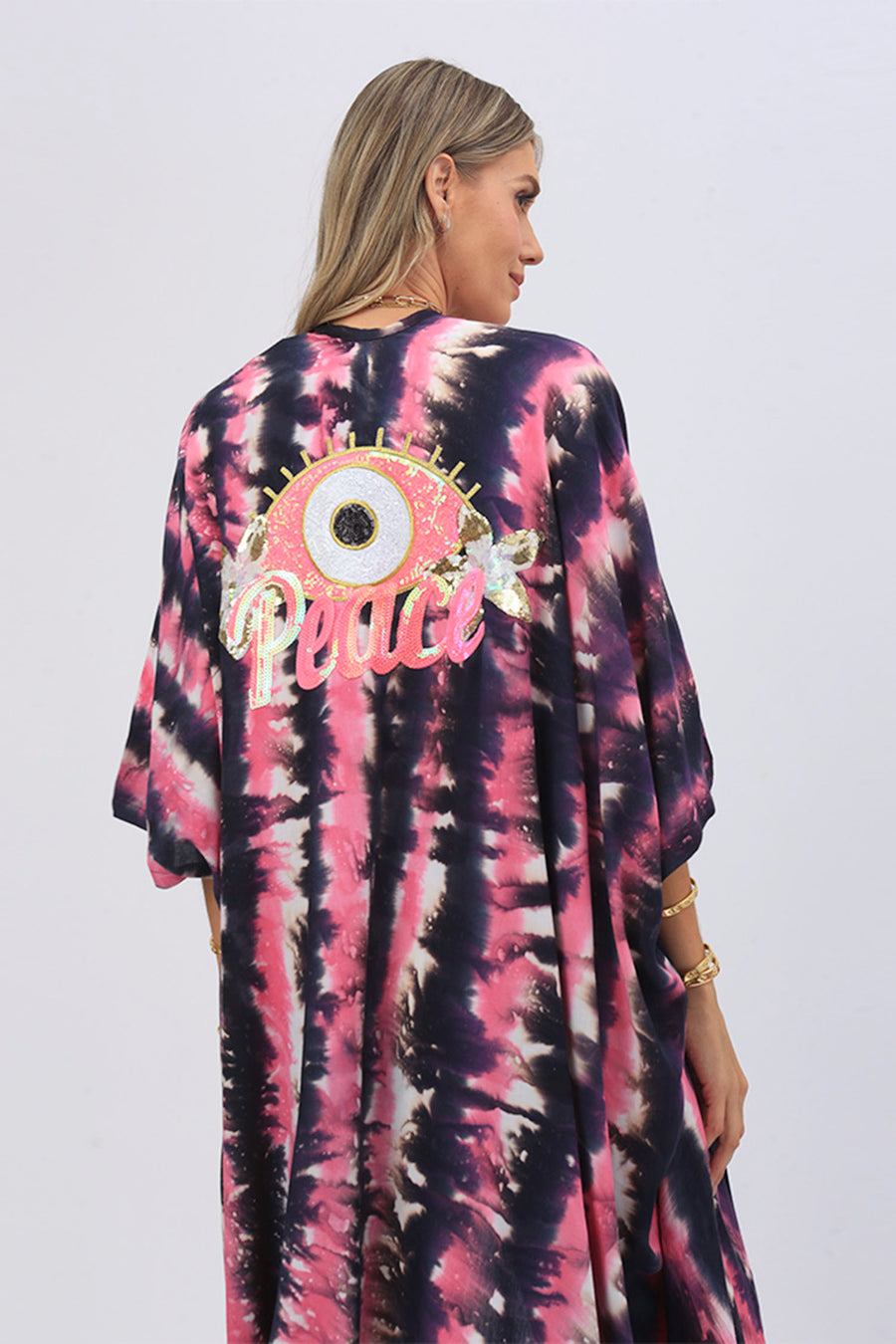 KIMONO PEACE TIE DAY OFF/PINK/MARINHO