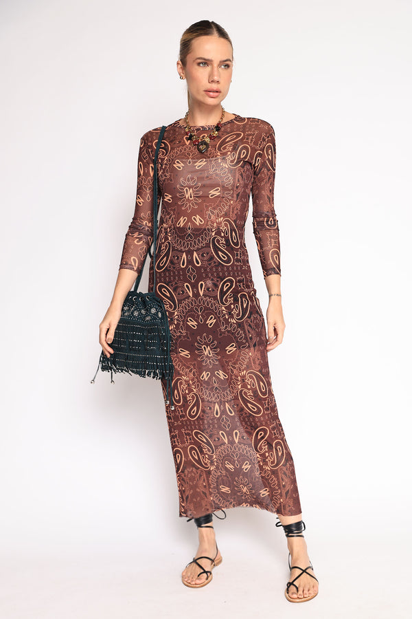 VESTIDO MANGA LONGA TULE BANDANA