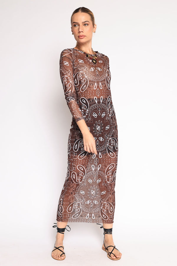 VESTIDO MANGA LONGA TULE BANDANA