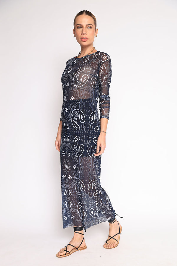 VESTIDO MANGA LONGA TULE BANDANA