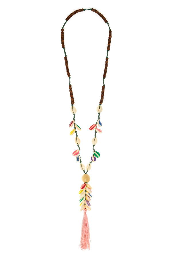 COLAR LONGO BUZIOS TASSEL LARANJA/OFF UNICO