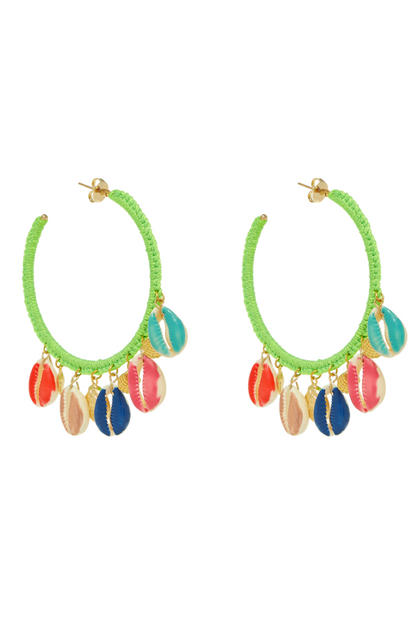 BRINCO ARGOLA MACRAME VERDE