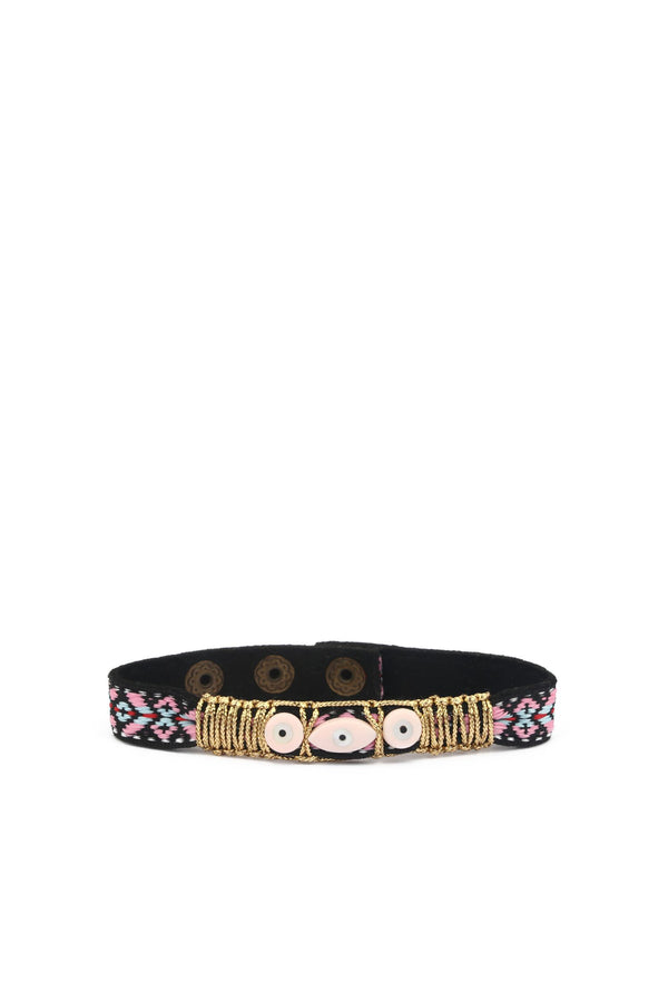 PULSEIRA LIFE PRETO/DOURADO/ROSA UNICO
