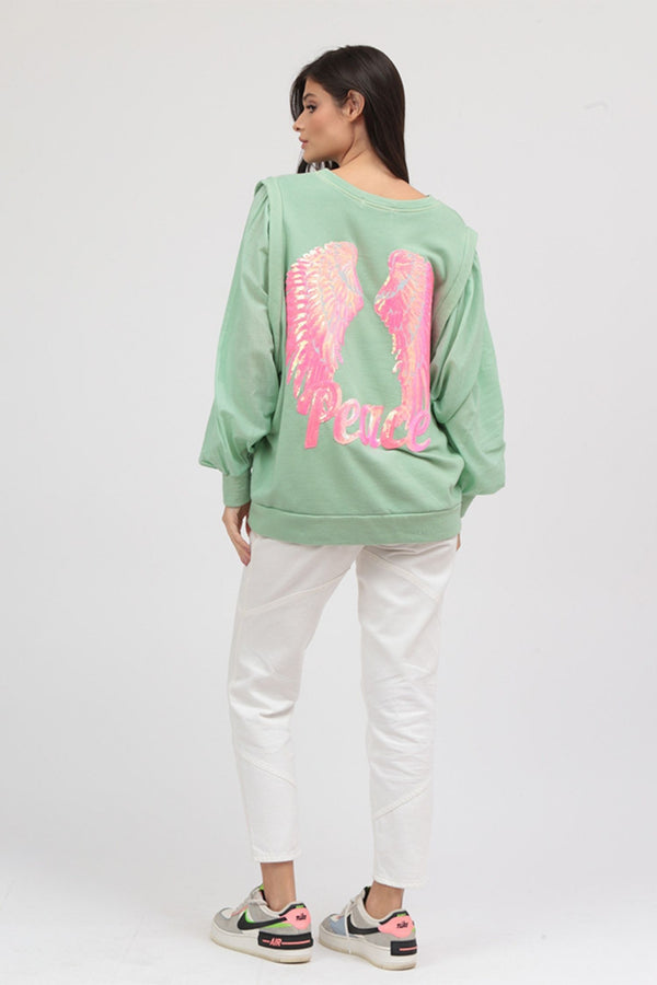 MOLETOM PARIS - VERDE/PINK