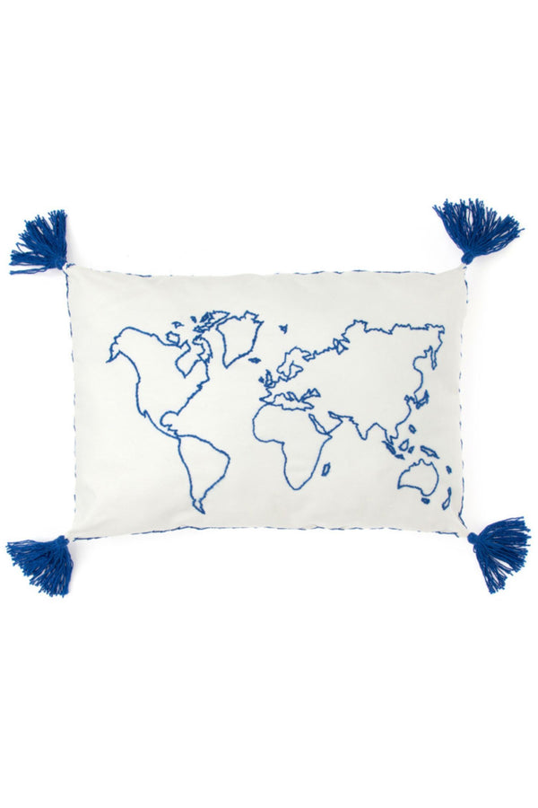 ALMOFADA MAPA BRANCO /AZUL