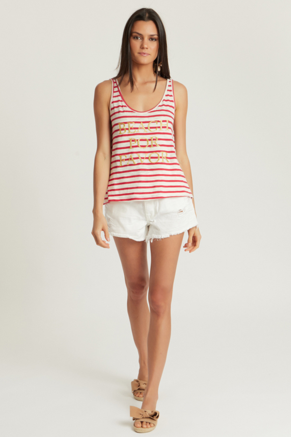 REGATA LISTRADA BEACH POR FAVOR VERMELHO/OFF G