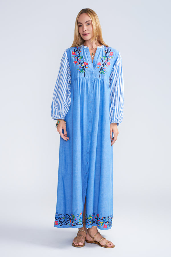 VESTIDO PONTO CRUZ LISTRA