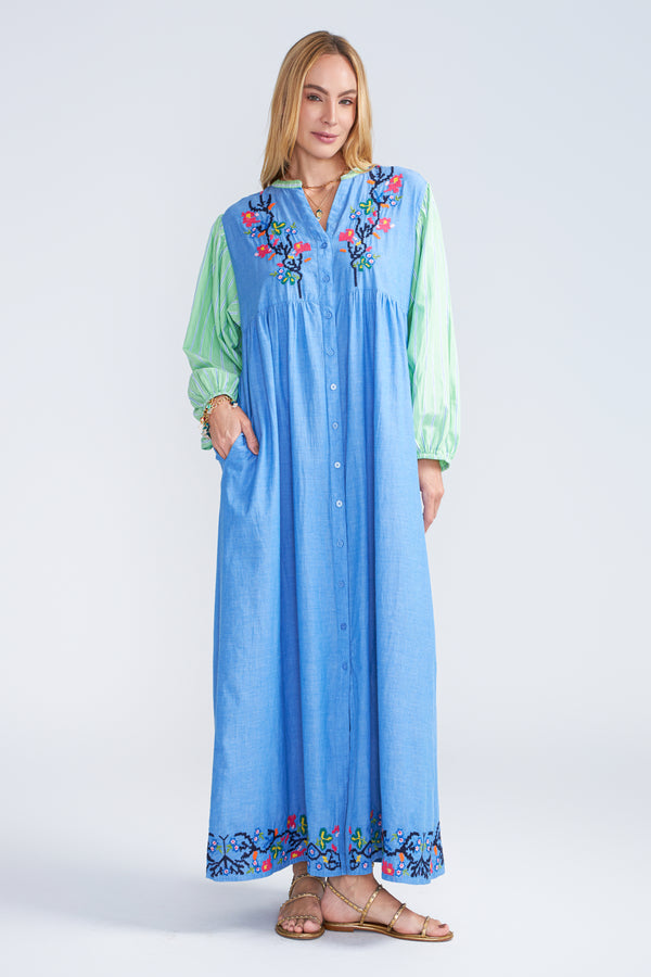 VESTIDO PONTO CRUZ LISTRA